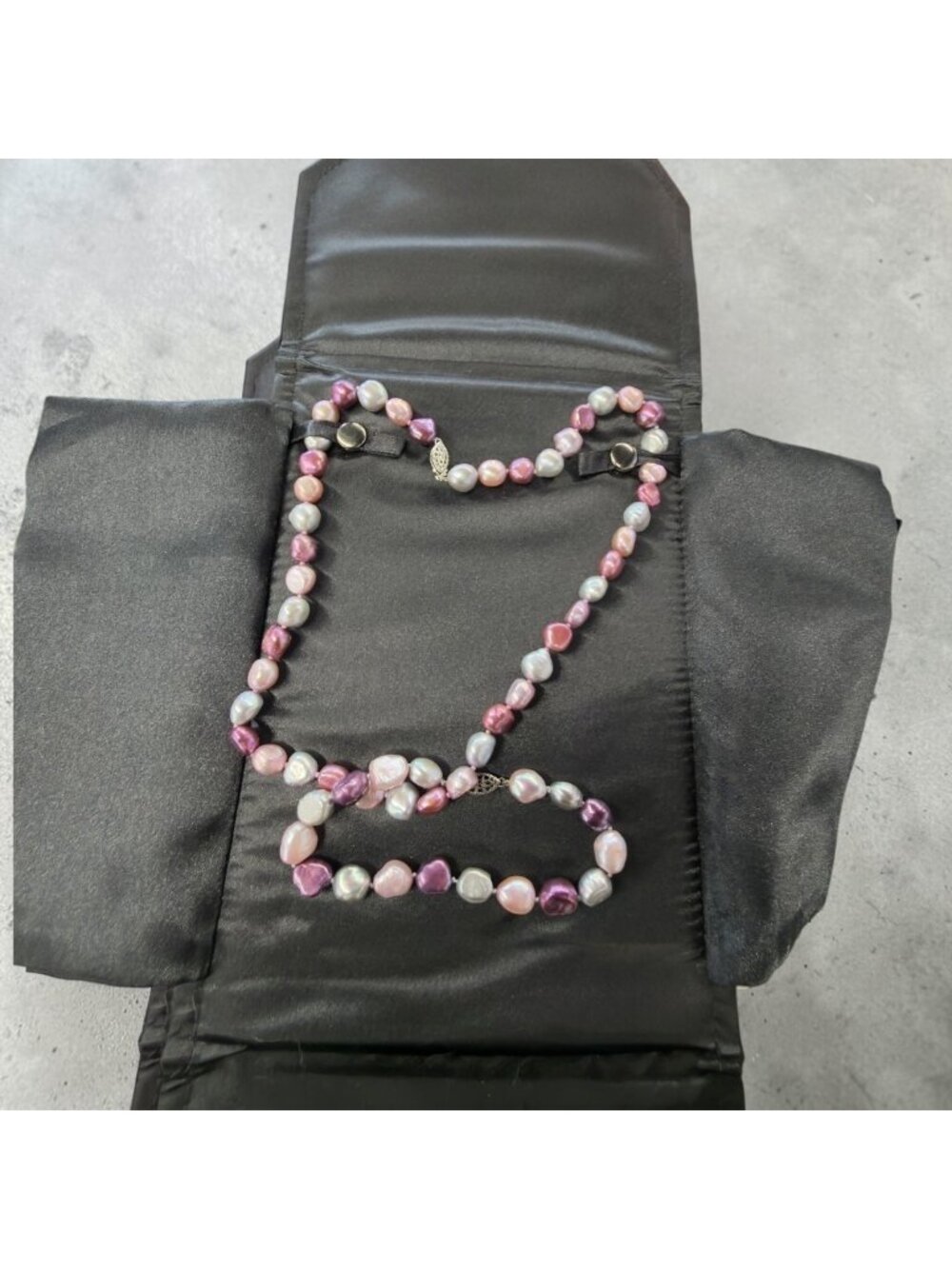 Vintage IPS Cultured Pearl Necklace & Bracelet 925 Set Multicolor Baroque Pearls - Picture 10 of 12